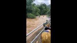 Floods block roads in Kanchanaburi, Thailand