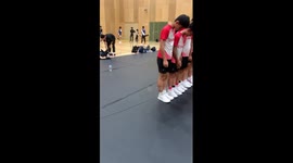 Chinese teenagers skip at lightning speed, making the rope invisible