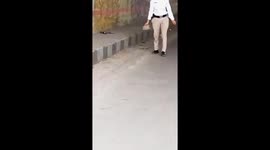 Police sweep away nails left out road to target passing cars