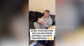 Couple kept their twin pregnancy secret and surprised their family with two babies