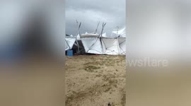 Powerful wind storm blows away tents in Thailand