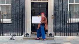 Tweedy the Clown hands in petition at 10 Downing Street