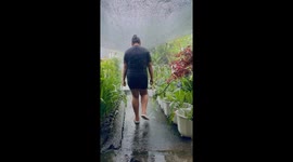 Woman enjoying bathing in rain barely avoids an ELECTRIFYING situation