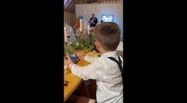 Little boy steals the show with witty remarks during parents' wedding ceremony