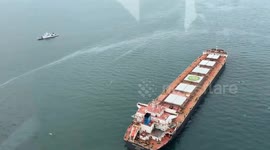 Aerial footage shows oil spill from sunken tanker in the Philippines