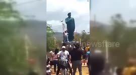 Venezuela: Hugo Chavez's statue was just torn down in Venezuela during Protests