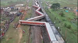Aerial visuals of Train accident show severe damage at the accident site