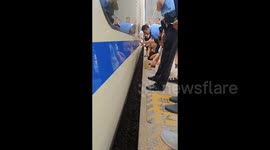 Child rescued from platform gap at railway station in northern China