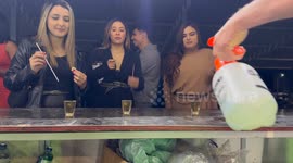 Hair Catches Fire From Flaming Shots