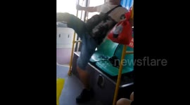 Unruly passenger smashes bus windows in violent outburst in southern China