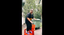 Person falls off plastic chair in Odesa, Ukraine
