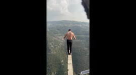 Rope jumping on a cliff in Ras El Matn, Lebanon