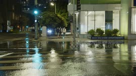 USA: Westlake Water Main Break Floods Apartment Lobby