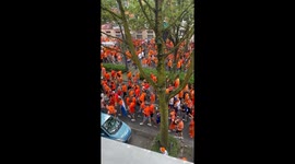 Enthusiastic Dutch crowd sings the 'Happy Birthday' song for young boy's special day