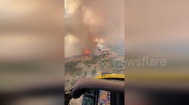 USA: Ventura County Firehawk Helicopters Capture Intense Wildfire Water Drops