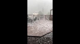 Heavy hailstorm in Deadwood, South Dakota, USA