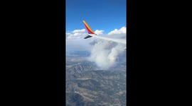 Aerial view of Alexander Mountain fire near Loveland, Colorado, USA