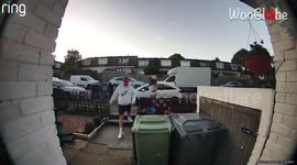 Ring camera catches son and dad being total goofs while returning home