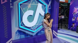 China: A Female Tiktok Celebrity Anchors at 2024 ChinaJoy in Shanghai