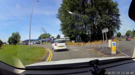 Elderly driver decides to enter the roundabout and forces me to do emergency stop as it would easily end up with a T-bone collision