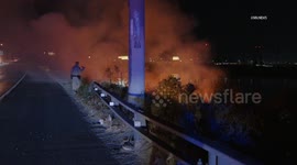 USA: Irwindale Half Acre Brush Fire Northbound 605 Freeway