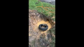 Ingenious hack using tire for cleaning a culvert goes viral in Mississippi