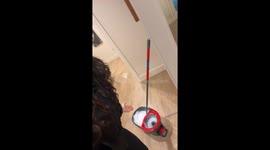 Mopping Woman Screams At Outside Hail