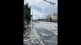 Severe thunderstorm floods Kazan, Russia with water and hail