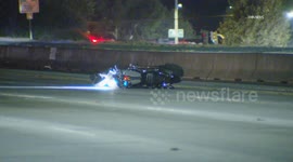 USA: Van Nuys Motorcyclist Fatally Struck on 405 Freeway With Good Samaritan Interview On Camera