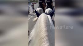 France: Paris and Spanish Police Patrol Streets on Horseback for Olympics 2024