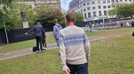 Shocking scenes as protesters attack black man during unrest in Manchester