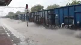 India: Train ran on water! Amazing view seen in Bikaner, Rajasthan after heavy rains