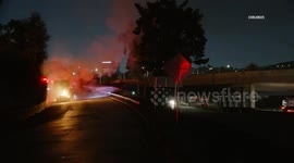 USA: North Hollywood Big Rig Fire on 170 Freeway