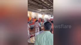 India: Three AC coaches of the Korba-Visakhapatnam Express were gutted by fire shortly after the train arrived at Visakhapatnam railway station, Andhra Pradesh,no injuries cagultity