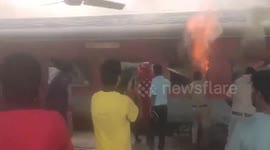 South India: Three AC coaches of the Korba-Visakhapatnam Express were gutted by fire shortly after the train arrived at Visakhapatnam railway station, Andhra Pradesh, No cagultity reported