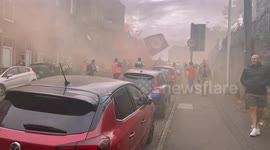 Dundee Derby United fans making a noise before today big rivals game.