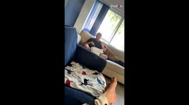 Hilarious moment: Dog protests when dad eats dinner without sharing