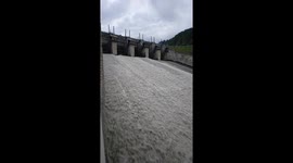 Panodh dam view during two gates stucked with sand