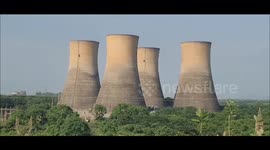 Watch: Discarded cooling towers of thermal power station imploded in Kothagudem