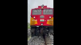 Goods train derailed during heavy rainfall in India