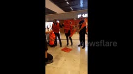 Germany: Protesters at the airport in Schonefeld