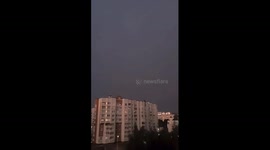 Lightning storm captured in Mazyr, Belarus