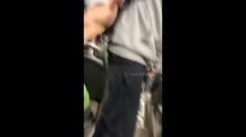 Person slips and falls while exiting vehicle in Las Condes, Chile