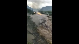 Burning straw spotted drifting hundreds of metres along river in northern China