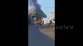 Maserati worth over £100,000 engulfed in flames after crashing into 400-year-old tree in China