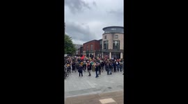 Counter-protestor confronts far-right in Sheffield, UK