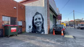 Olympic gold medalist Jess Fox mural in Marrickville, Sydney, Australia