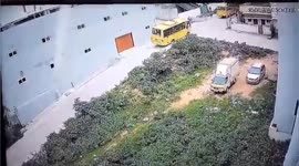 School bus rolls down hill and smashes into several vehicles in southern India