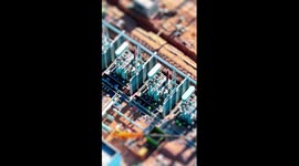 Tilt-shift video: construction site of power transmission project in W China