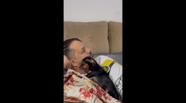 Dad Cuddles Favorite Dog Daughter